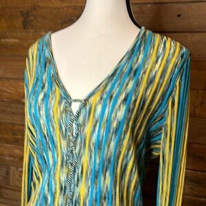 Laundry by Shelli Segal Striped V-Neck Women's Top tie front